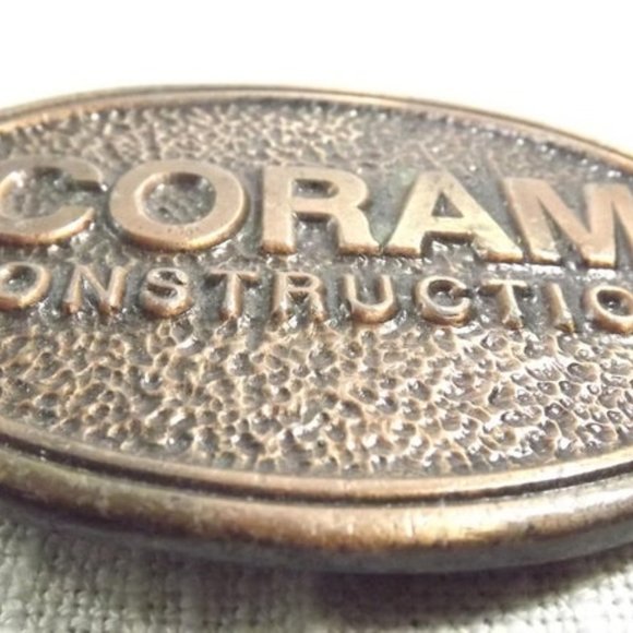 Vintage CORAM Construction Advertising Belt Buckle - Picture 2 of 6